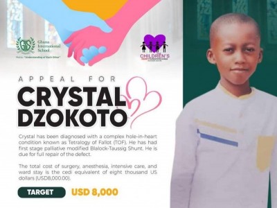 Hole in heart Surgery for Crystal Dzokoto